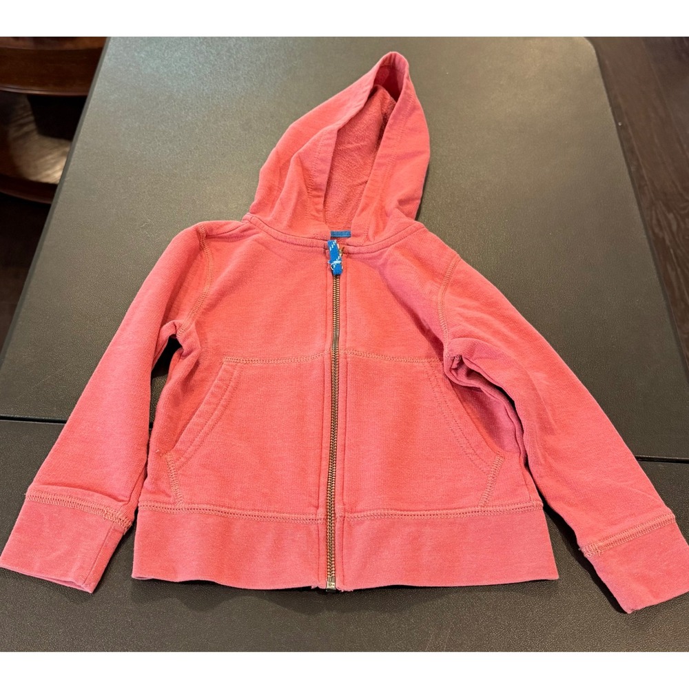 Crewcuts Kids Size 3 Zip‎ Up Hoodie Coral Cotton Blend Fleece Sweatshirt